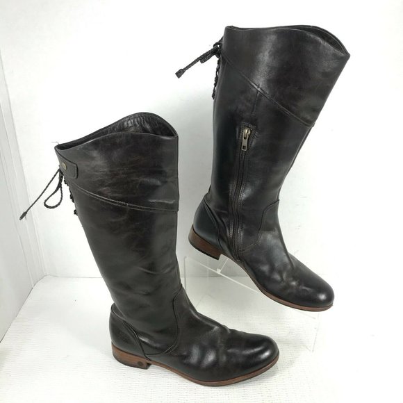 UGG Brown Leather Combat Boots - Picture 2 of 12